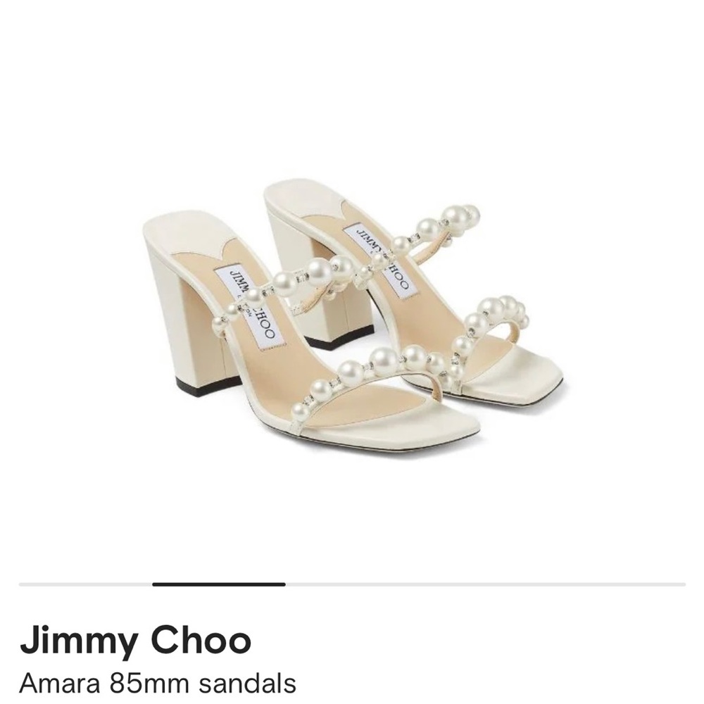 Jimmy Choo Amara 85mm sandals - white Pearl mules